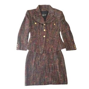 Maytal Vintage Multicolor Tweed Blazer and Skirt Set